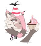  absurd_res anthro birthday domestic_cat eating felid feline felis female hi_res humor maine_coon mammal sibi_(sibi_the_messtress) sibi_the_messtress solo 