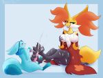  4:3 absurd_res anthro blitzpitz bodily_fluids breasts cum cum_on_feet cumshot delphox duo ejaculation excessive_cum female foot_fetish foot_play footjob genital_fluids genitals hi_res male male/female nintendo penis pok&eacute;mon pok&eacute;mon_(species) pussy sex shiver_(shivereevee) smile video_games 