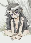  1boy black_hair child completely_nude eyebrows_visible_through_hair eyes_visible_through_hair guagua_sun hair_between_eyes highres lanxi_zhen long_hair looking_at_viewer nude pointy_ears purple_eyes solo the_legend_of_luo_xiaohei very_long_hair xuan_li_(the_legend_of_luoxiaohei) younger 