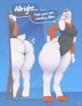  admiring anthro athletic athletic_anthro athletic_female athletic_wear bar_emanata big_breasts big_butt blush breasts buckteeth butt clothing dialogue digital_media_(artwork) emanata english_text female hand_on_hip hi_res huge_thighs leotard long_sleeves looking_at_mirror looking_at_object mirror nintendo pear-shaped_figure pok&eacute;mon pok&eacute;mon_(species) raboot scut_tail sharkstuff short_tail solo speech_bubble talking_to_self teeth text thick_thighs video_games white_body wide_hips 