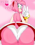  &lt;3 5_fingers accessory amy_rose anthro back_boob big_breasts big_butt black_eyelashes black_nose black_pupils blush blush_lines bracelet breasts butt closed_smile clothed clothing countershading cover cover_art cover_page denizen1414 dress ears_up english_text eulipotyphlan eyelashes female fingers fur gesture glistening glistening_eyes gloves gold_(metal) gold_bracelet gold_jewelry green_eyes hair handwear head_tuft headband headgear headwear hedgehog hi_res huge_butt jewelry looking_at_viewer looking_back looking_back_at_viewer mammal mouth_closed multicolored_body panties pink_background pink_body pink_ears pink_fur pink_hair pink_heart pink_tail pupils raised_hand raised_tail rear_view red_clothing red_dress red_headband red_headgear red_headwear sega short_hair short_tail side_boob simple_background smile solo sonic_the_hedgehog_(series) tan_arms tan_body tan_countershading tan_inner_ear tan_skin text thick_eyelashes thick_thighs tight_panties tight_underwear tuft two_tone_body underwear upskirt v_sign white_clothing white_gloves white_handwear white_panties wide_hips 
