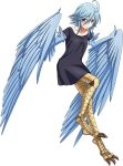  1girl ahoge artist_request bird_legs black_dress blue_hair blue_wings blush breasts digitigrade dress eyebrows_visible_through_hair feathered_wings feathers full_body game_cg harpy looking_at_viewer medium_hair monster_girl monster_musume_no_iru_nichijou monster_musume_no_iru_nichijou_online official_alternate_costume official_art papi_(monster_musume) scales small_breasts smile solo talons transparent_background winged_arms wings yellow_eyes 