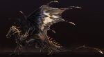  2022 ambiguous_gender black_body black_scales claws digital_media_(artwork) dragon feral hi_res horn isvoc membrane_(anatomy) membranous_wings paws scales scalie solo spines western_dragon wings 