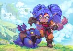  ambiguous_gender blue_body blue_hair blue_scales clothed clothing dragon female feral hair hand_on_hip hi_res huffslove league_of_legends riot_games scales short_stack video_games yordle 