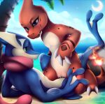  beach blush bodily_fluids charmeleon cowgirl_position cum cum_in_pussy cum_inside duo erection female female_penetrated feral fire flaming_tail from_front_position genital_fluids genitals greninja hi_res long_tongue male male/female male_penetrating male_penetrating_female meraence nintendo nude on_bottom on_top outside penetration penis pok&eacute;mon pok&eacute;mon_(species) pussy seaside sex tongue vaginal vaginal_penetration video_games 