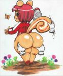  animal_crossing anthro arthropod big_butt bottomless butt butt_grab butterfly clothed clothing disembodied_hand female hand_on_butt hazel_(animal_crossing) hi_res insect lepidopteran mammal nintendo rodent sciurid vampiricpig video_games 