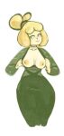  2021 animal_crossing anthro bbravaa black_clothing black_dress breasts canid canine canis clothed clothing domestic_dog dress exposed_breasts female flashing front_view hi_res isabelle_(animal_crossing) mammal nintendo nipples partially_clothed portrait shih_tzu smile solo three-quarter_portrait toy_dog video_games yellow_body yellow_nipples 