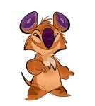  2022 alien black_eyes cheek_tuft colored_sketch digital_drawing_(artwork) digital_media_(artwork) disney experiment_(lilo_and_stitch) facial_tuft fur head_tuft hi_res leg_markings lilo_and_stitch looking_at_viewer markings narrowed_eyes orange_body orange_fur purple_nose sample_(lilo_and_stitch) simple_background sketch smile smiling_at_viewer solo speaker_ears squint standing tuft velyash white_background 