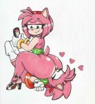  &lt;3 amy_rose anthro anthro_on_anthro big_butt bottomless butt clothed clothing eulipotyphlan facesitting female female/female hedgehog hi_res mammal sega sonic_the_hedgehog_(series) square_crossover vampiricpig 