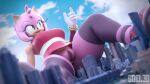  3d_(artwork) absurd_res amy_rose coel3d digital_media_(artwork) female hi_res humanoid macro pinup pose sega solo sonic_the_hedgehog_(series) 