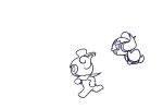  00freeze00 animated duo hoopa legendary_pok&eacute;mon marshadow monochrome nintendo pok&eacute;mon pok&eacute;mon_(species) running simple_background video_games white_background 