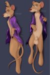  absurd_res animal_genitalia anthro balls basil_(disney) body_pillow_design clothing dakimakura_design digitigrade disney genitals hi_res lynxbrush male mammal mouse murid murine robe rodent sheath solo the_great_mouse_detective 