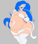  after_vore animal_humanoid belly big_belly big_breasts big_butt big_hair blue_hair breasts butt capcom catgirl claws darkstalkers felicia_(darkstalkers) female groping_self hair hi_res huge_hair huge_thighs humanoid overweight post_digestion red_claws solo starstrikex thick_thighs video_games vore weight_gain 
