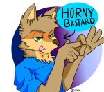  alpha_channel anthro canid canine canis clothed clothing coyote digital_media_(artwork) ditzz english_text green_eyes half-closed_eyes innuendo male mammal narrowed_eyes profanity solo speech_bubble text tongue tongue_out 