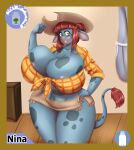  anthro big_breasts blues64 bottomwear bovid bovine breasts cattle cleavage clothed clothing cowboy_hat female hat headgear headwear hi_res huge_breasts mammal marauder6272 skirt solo 