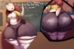  absurd_res anthro big_butt bottomwear butt canid canine canis chalkboard clothing domestic_dog female hi_res huge_butt legwear mammal mature_female ms._heavybottom skirt solo thick_thighs thigh_highs trinity-fate62 