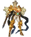  1girl armor breasts cross crown fate/extella fate/extella_link fate/extra fate_(series) full_body genderswap genderswap_(mtf) gold_armor holding holding_sword holding_weapon karl_der_grosse_(fate) large_breasts melon22 solo sword weapon 