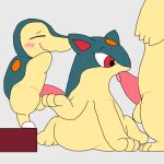  1:1 balls blush cyndaquil erection female feral genitals group hi_res looking_pleasured male male/female male_penetrating nintendo oral oral_penetration penetration penis pok&eacute;mon pok&eacute;mon_(species) quilava secretsableye sex simple_background smile tongue tongue_out trio typhlosion video_games 
