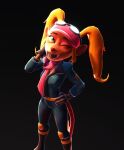  3d_(artwork) activision anonymous_artist anthro bodysuit boots clothing crash_bandicoot_(series) crash_team_racing_(series) digital_media_(artwork) female footwear hat headgear headwear model one_eye_closed pasadena_o&#039;possum pigtails scarf skinsuit solo source_filmmaker tight_clothing video_games wink 