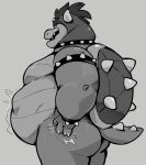  abdominal_bulge after_vore anthro belly big_belly big_butt bowser butt hand_on_butt hi_res horn koopa male male_pred mario_bros monochrome nintendo noodle_crispy reptile same_size_vore scalie shell spikes turtle video_games vore 