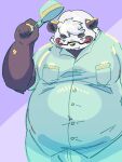  2022 3:4 anthro belly big_belly black_nose blush bontandama bottomwear clothing eyewear giant_panda glasses hat headgear headwear hi_res kemono male mammal overweight overweight_male pants sasayama_akira shirt solo topwear ursid virtual_youtuber white_body 