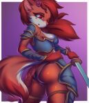  anthro armor breasts duo female hi_res medium_breasts melee_weapon prisma6 solo sword tail weapon 