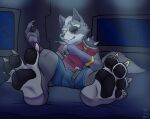  4_toes anthro bed canid canine canis claws feet foot_focus furniture looking_at_viewer male mammal nintendo pawpads paws randytheartdog soles solo star_fox toe_claws toes video_games wolf wolf_o&#039;donnell 