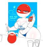  &lt;3 beverage breasts clevage clothed clothing container cup cutlery female hi_res humanoid kitchen_utensils koolaid nintendo not_furry panties pok&eacute;mon pok&eacute;mon_(species) shirt sillysmugz solo speech_bubble spoon text text_on_clothing text_on_shirt text_on_topwear thick_thighs tools topwear underwear video_games voltorb 