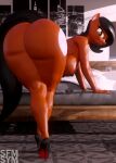  3d_(artwork) anthro big_breasts big_butt breasts butt digital_media_(artwork) female friendship_is_magic hasbro hi_res huge_breasts huge_butt looking_at_viewer momma_cider my_little_pony nipples nude smile solo symm widescreen 
