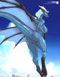  absurd_res anthro anus breasts butt claws delta.dynamics dragon english_text female genitals hair hi_res horn looking_at_viewer nipples nude pussy smile solo text tongue wings 
