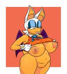  alternate_costume anthro bat_wings big_breasts blue_eyes bottomless breasts chubby_female clothed clothing clothing_swap cream_the_rabbit curvy_figure female gloves hair handwear hi_res membrane_(anatomy) membranous_wings navel orange_background partially_clothed rouge_the_bat sega shirt simple_background solo sonic_the_hedgehog_(series) spread_wings tan_body tan_skin thick_thighs tinydevilhorns topwear useless_clothing voluptuous white_hair wide_hips wings 