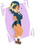  &lt;3 2022 activision anthro bandicoot big_breasts blue_hair breasts clothed clothing clothing_lift coco_bandicoot crash_bandicoot_(series) dress dress_lift female footwear gloves green_eyes hair handwear hi_res looking_at_viewer mammal marsupial open_mouth open_smile panties shoes simple_background smile socks solo thick_thighs underwear usnarbit video_games 