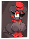  2022 3:4 4_fingers animatronic anthro areola big_areola big_breasts big_butt big_eyes big_head big_nipples black_body bow_tie breasts butt clothing digital_media_(artwork) eyelashes female fingers five_nights_at_freddy&#039;s freddy_fazbear&#039;s_pizzeria_simulator hat headgear headwear hi_res huge_breasts kneeling lefty_(fnaf) looking_at_viewer machine mammal nipples presenting presenting_breasts puffy_areola puffy_nipples robot rosy_cheeks scottgames shaded signature simple_background solo star_marking thick_thighs toony top_hat ursid video_games whynotwynaut yellow_eyes 