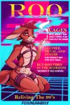  2:3 absurd_res anthro bdsm big_ears big_tail bondage bound chain chastity_cage chastity_device cigarette clothing collar cover dialogue digital_media_(artwork) english_text fluffy foxinuhhbox fur harness hi_res kangaroo kneeling macropod magazine magazine_cover male mammal marsupial muscular pinup pose presenting sitting smoke smoking solo sound_effects text thick_tail thick_thighs wide_hips 