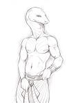  anthro black_and_white black_mamba bracelet clothed clothing egyptian elapid_(snake) front_view greek hellenistic hi_res jewelry looking_aside male mamba monochrome navel nipples pharaoh portrait ptolemy_xii reptile royalty scalie shendyt sketch snake solo teasfox topless topless_male 