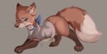 2022 artist_name brown_body brown_fur canid canine dated digital_media_(artwork) dipstick_ears dipstick_tail fox fur hi_res leg_markings looking_at_viewer mammal markings multicolored_ears shaded simple_background socks_(marking) tail_markings tohupo whiskers white_body white_fur 