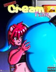  2018 absurd_res anthro big_butt blueberry_jam_(viroveteruscy) breasts butt chair clothing comic cover cover_art cover_page cross-popping_vein duo english_text female fur furniture hair hi_res huge_butt mammal midriff multicolored_body multicolored_fur navel pink_hair raspberry_(viroveteruscy) red_eyes reptile scalie sitting text thick_thighs topwear two_tone_body two_tone_fur ursid viroveteruscy warning_cream_filled 