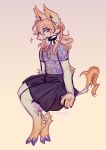  2022 anthro barefoot blush bottomwear clothed clothing cloven_hooves collar crossdressing digital_media_(artwork) ear_piercing ear_stud elbow_tufts eyeshadow feet foot_tuft fully_clothed girly goldelope guide_lines hair heel_tuft hi_res hooves long_hair looking_at_viewer makeup male mammal mascara mastectomy_scar piercing portrait scar shirt signature simple_background sitting skirt solo spiked_collar spikes suid suina sus_(pig) topwear trans_(lore) trans_man_(lore) translucent translucent_clothing translucent_topwear tuft tusks wild_boar 