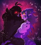 &lt;3 a_hat_in_time alternate_form anthro aspenofsimpcon avian boop demon demon_humanoid duo feathers female hair heart_background hi_res horn humanoid long_hair male male/female neth_(aspen) purple_body queen_vanessa_(ahit) red_eyes short_hair yellow_eyes 