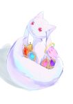  :3 absurdres animal_focus closed_mouth creature full_body highres holding holding_with_tail hoop kyubey looking_at_viewer ludeng0412 mahou_shoujo_madoka_magica no_humans prehensile_tail red_eyes simple_background solo soul_gem tail white_background 