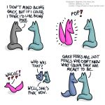  1:1 ambiguous_gender blue_body blue_fox_(foxes_in_love) blue_fur blue_tail canid canine comic dialogue duo english_text female_(lore) feral fox foxes_in_love fur green_body green_fox_(foxes_in_love) green_fur green_tail hi_res male_(lore) mammal pink_body pink_fur pink_tail shadow simple_background text url 
