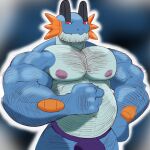  absurd_res anthro beard belly biceps big_belly big_muscles body_hair bulge clothing facial_hair fin flexing grin hi_res huge_muscles kartos looking_at_viewer male muscular muscular_male nintendo nipples pok&eacute;mon pok&eacute;mon_(species) shibidyboop simple_background smile solo swampert underwear video_games 