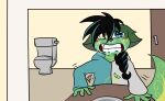  absurd_res anthro black_hair bodily_fluids canid clothed clothing crying dantez digital_media_(artwork) green_body hair hi_res is_that_your_fucking_fursona lemon_(dantez) looking_at_viewer male mammal meme pupils solo tears unusual_pupils 