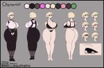  absurd_res big_breasts big_butt blush breasts butt clothing demon disability elf expression_sheet expressions eyewear female glasses hi_res humanoid librarian lingerie model_sheet office_clothing original_characters skellisquid solo straining_buttons straining_clothing tall taller_female thick_thighs wide_hips 