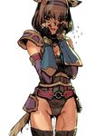  animal_ears armor belt branch_(blackrabbits) brown_hair cameltoe cat_ears cat_tail embarrassed fangs final_fantasy final_fantasy_xi hairband mithra pee peeing peeing_self pussy_juice short_hair sketch solo tail thighhighs vambraces wet 