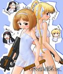  angelica_(gunslinger_girl) ass blonde_hair bob_cut bullpup chibi claes gun gunslinger_girl hase_yu henrietta_(gunslinger_girl) lingerie multiple_girls negligee nightgown p90 panties rico_(gunslinger_girl) see-through shotgun submachine_gun translated triela underwear weapon white_panties 