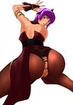  anus armlet artist_request ass ayane_(doa) blush brown_eyes dead_or_alive pantyhose pubic_hair purple_hair pussy solo torn_clothes torn_legwear uncensored 