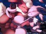  1boy 1girl :3 ^_^ ancesra animal_focus animal_penis artist_name blue_sky blurry blurry_background blurry_foreground blush claws clitoral_hood closed_eyes english_text erection espeon fangs feet flareon flower forehead_jewel forked_tail fur_collar grass hetero highres knotted_penis leg_lift leg_up lying mating_(animal) night no_humans non-web_source nose_blush on_ground on_side open_mouth outdoors patreon_logo patreon_username pawpads petals pink_gemstone pokemon pokemon_(creature) pussy sex short_hair sky spread_legs tail testicles uncensored vaginal watermark web_address white_flower white_hair 