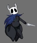  absurd_res anthro arthropod big_penis black_body cloak clothing genitals half-erect hi_res holding_object holding_weapon hollow_knight huge_thighs lewd_dorky male nail_(weapon) navel nude penis protagonist_(hollow_knight) solo team_cherry thick_thighs vessel_(species) video_games weapon wide_hips 