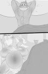  absurd_res after_sex anthro big_breasts bodily_fluids breasts comic cum dragon dreamy_pride dreamy_pride_(character) equid equine female genital_fluids hi_res horse huge_breasts larger_female macro male mammal monochrome nude size_difference smaller_male 